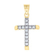 10kt Two-Tone Gold Mens Women Cubic Zirconia Cubic-Zirconia Cross Religious Charm Pendant