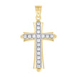 10kt Gold Two-Tone Cubic-Zirconia Unisex Cross Religious Charm Pendant