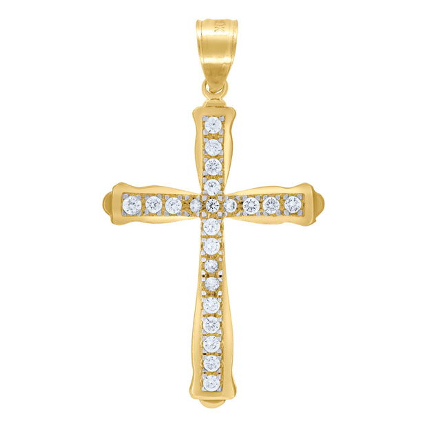10kt Gold Two-Tone Cubic-Zirconia Unisex Cross Religious Charm Pendant