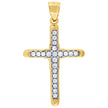 10kt Two-Tone Gold Mens Women Cubic Zirconia Cubic-Zirconia Cross Religious Charm Pendant