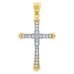 10kt Gold Two-Tone Cubic-Zirconia Unisex Cross Religious Charm Pendant