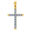 10kt Gold Two-Tone Cubic-Zirconia Unisex Cross Religious Charm Pendant