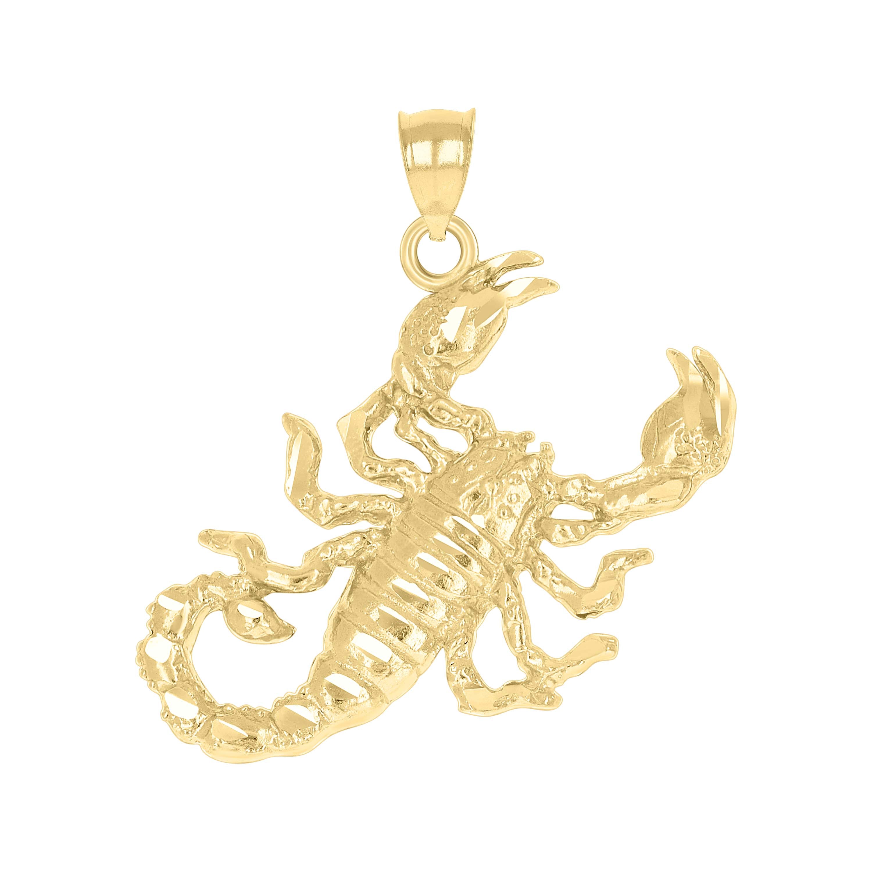 10kt Yellow Gold Diamond-Cut Unisex Scorpio Animal Charm Pendant