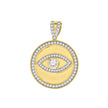 925 Sterling Silver Yellow-Tone Mens Cubic Zirconia Good Luck Evil Eye Charm Pendant