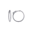 925 Sterling Silver Womens Cubic Zirconia Single Row Huggie Hoop Earrings