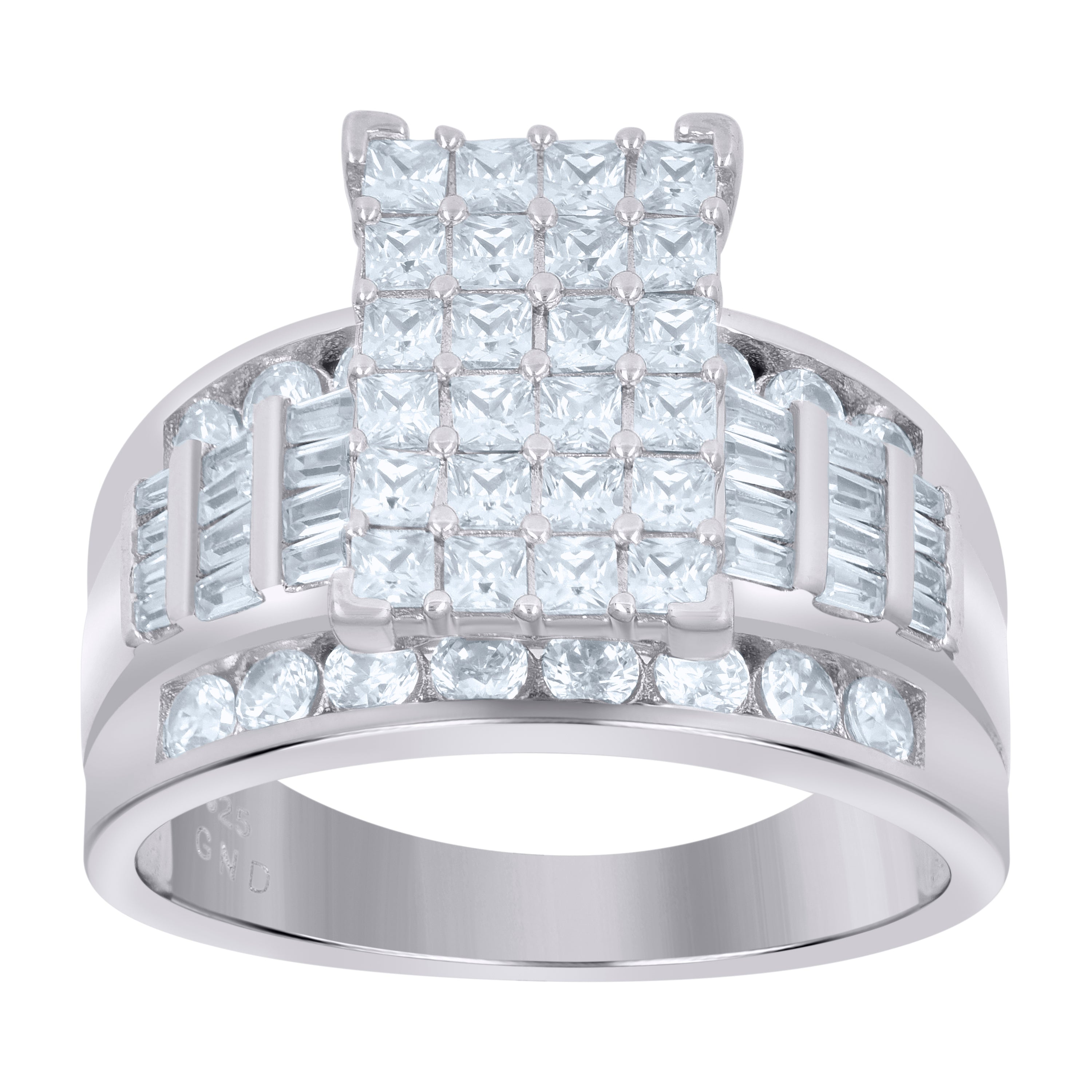 925 Sterling Silver Womens Cubic Zirconia Cinderella Ring Size 8 - SLV-60841