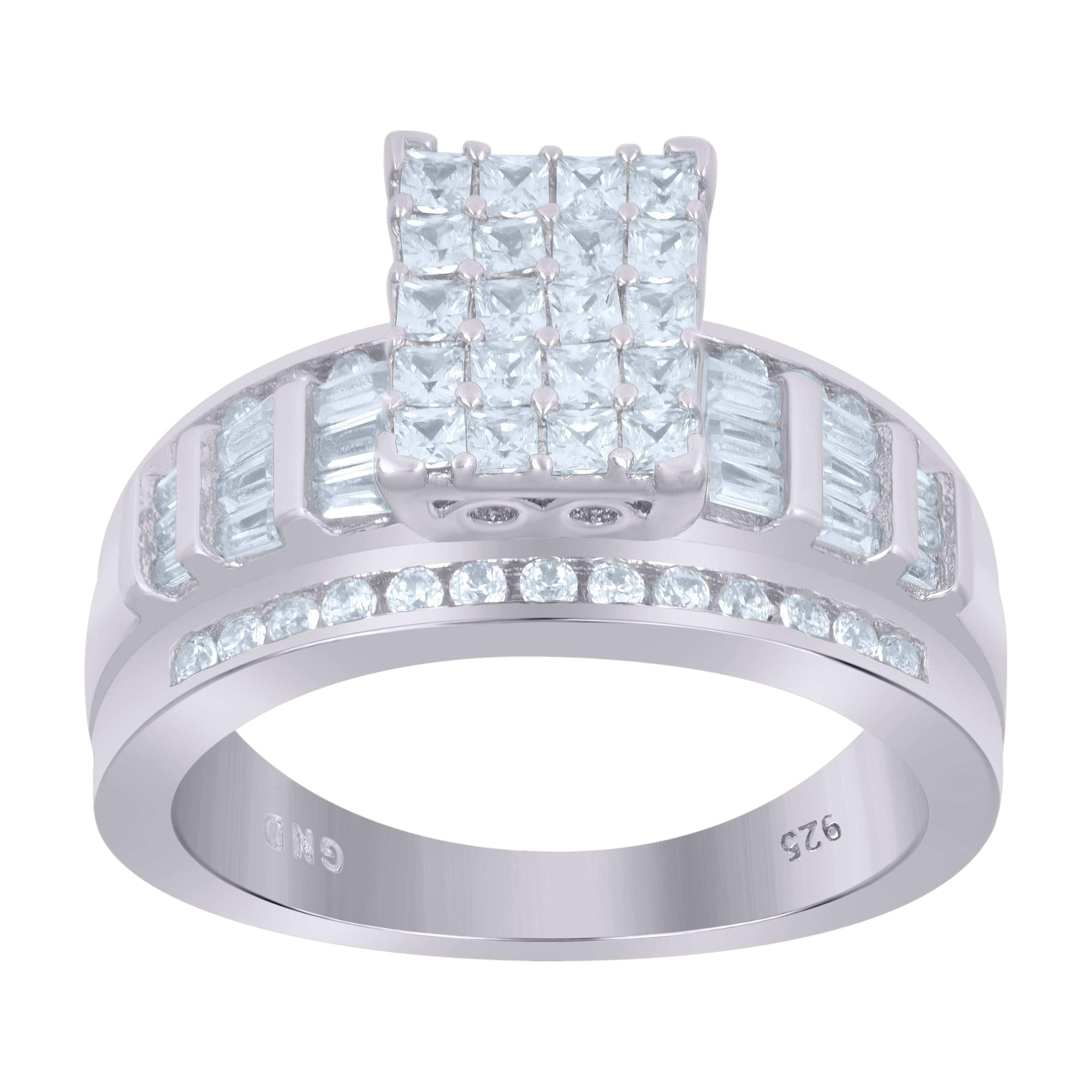 925 Sterling Silver Womens Cubic Zirconia Cinderella Ring Size 6