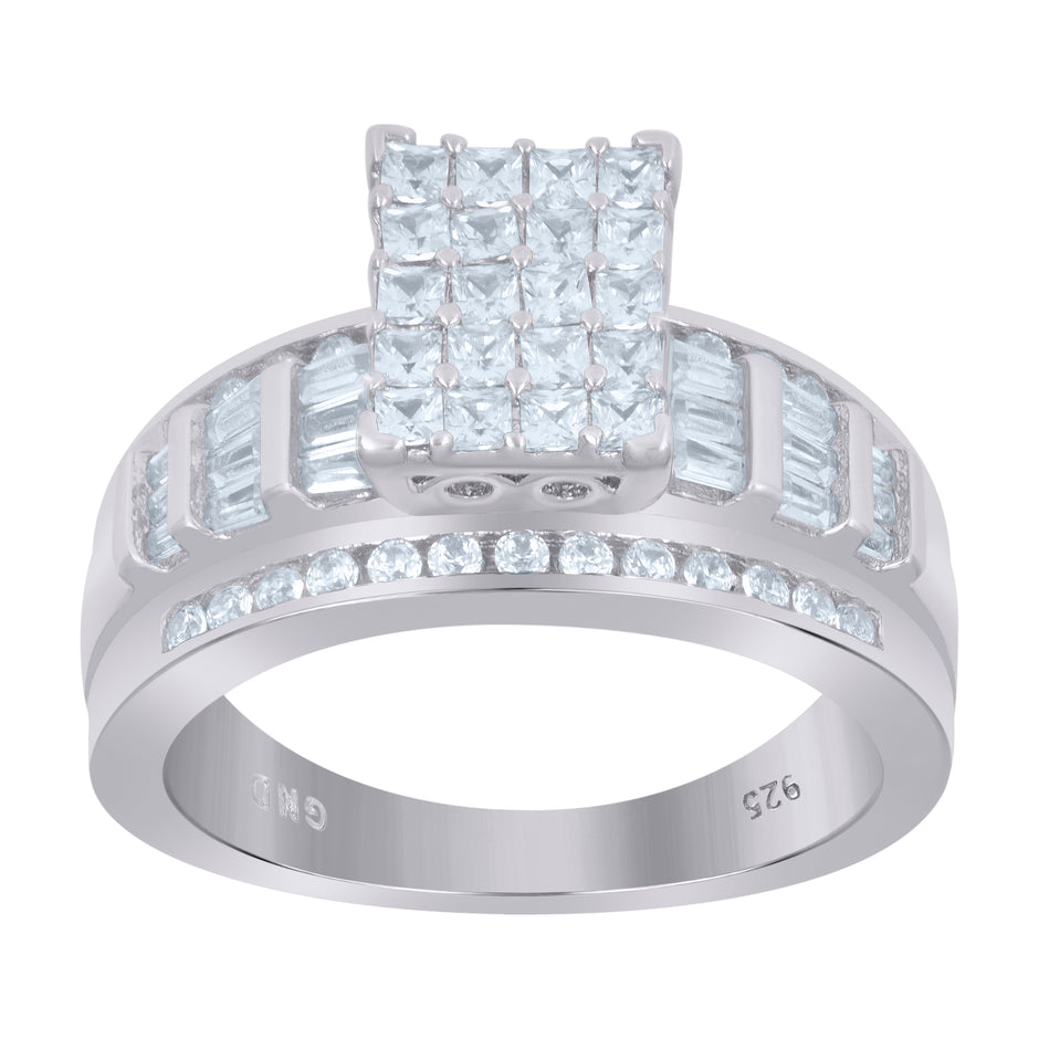925 Sterling Silver Womens Cubic Zirconia Cinderella Ring Size 6