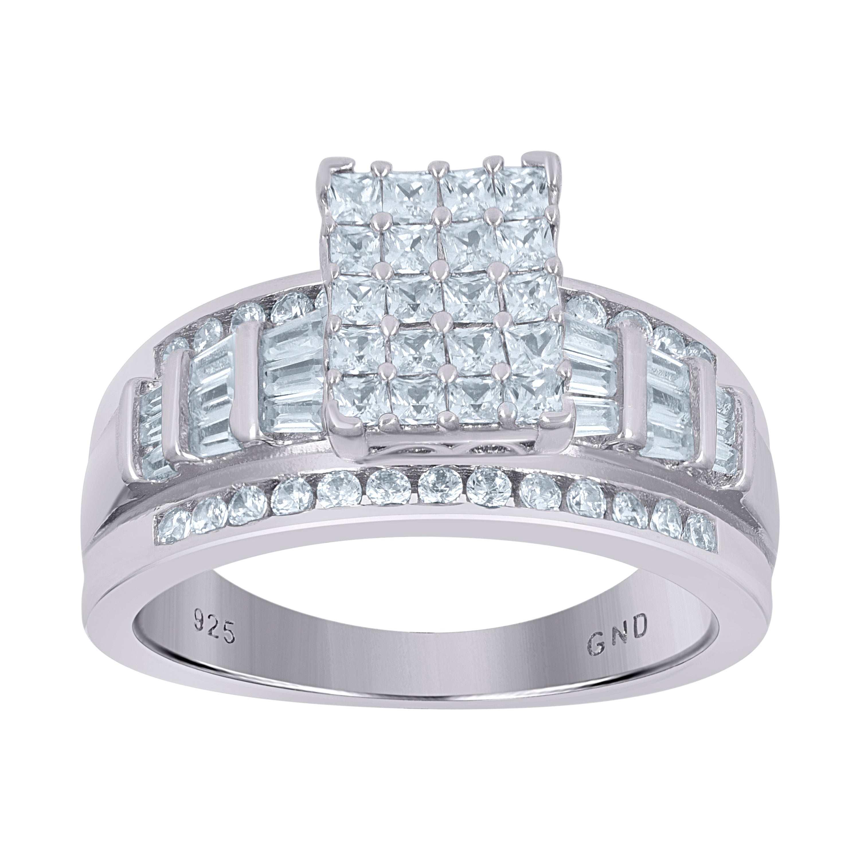925 Sterling Silver Womens Cubic Zirconia Cinderella Ring Size 7 - SLV-60845