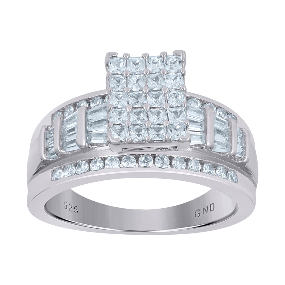 925 Sterling Silver Womens Cubic Zirconia Cinderella Ring Size 7 - SLV-60845