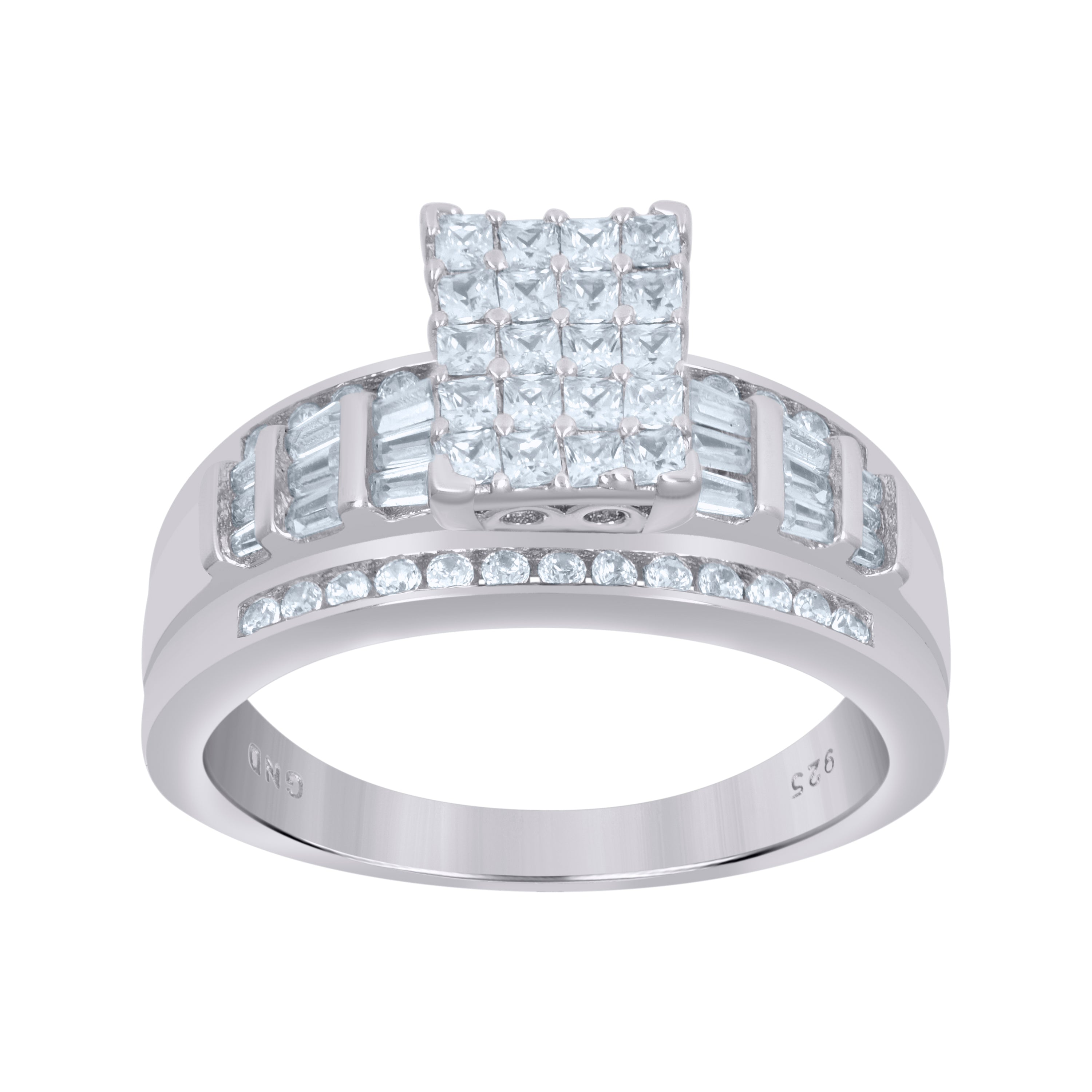 925 Sterling Silver Womens Cubic Zirconia Cinderella Ring Size 8 - SLV-60846