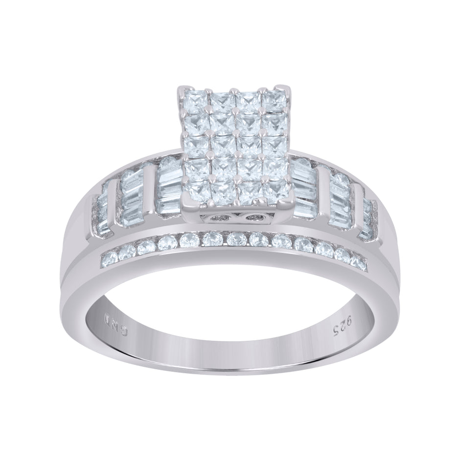 925 Sterling Silver Womens Cubic Zirconia Cinderella Ring Size 8 - SLV-60846