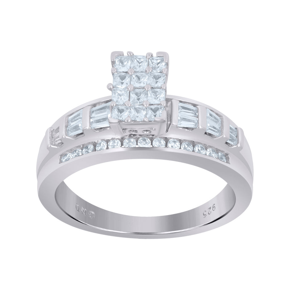 925 Sterling Silver Womens Cubic Zirconia Cinderella Ring Size 10 - SLV-105870