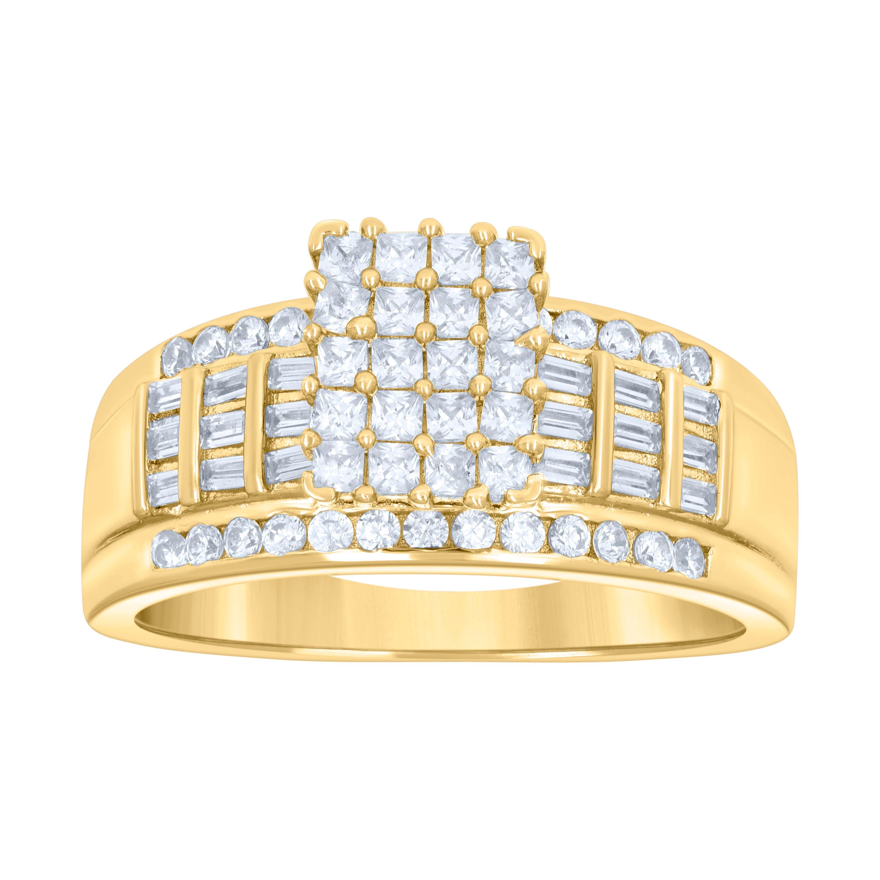 925 Sterling Silver Yellow-Tone Womens Cubic Zirconia Cinderella Ring Size 7 - SLV-60908