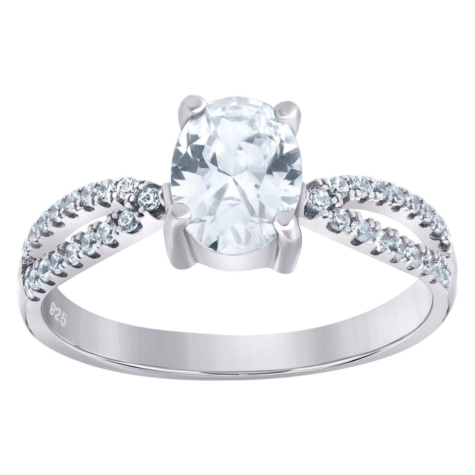 925 Sterling Silver Womens Oval Cubic Zirconia Fashion Ring Size 6