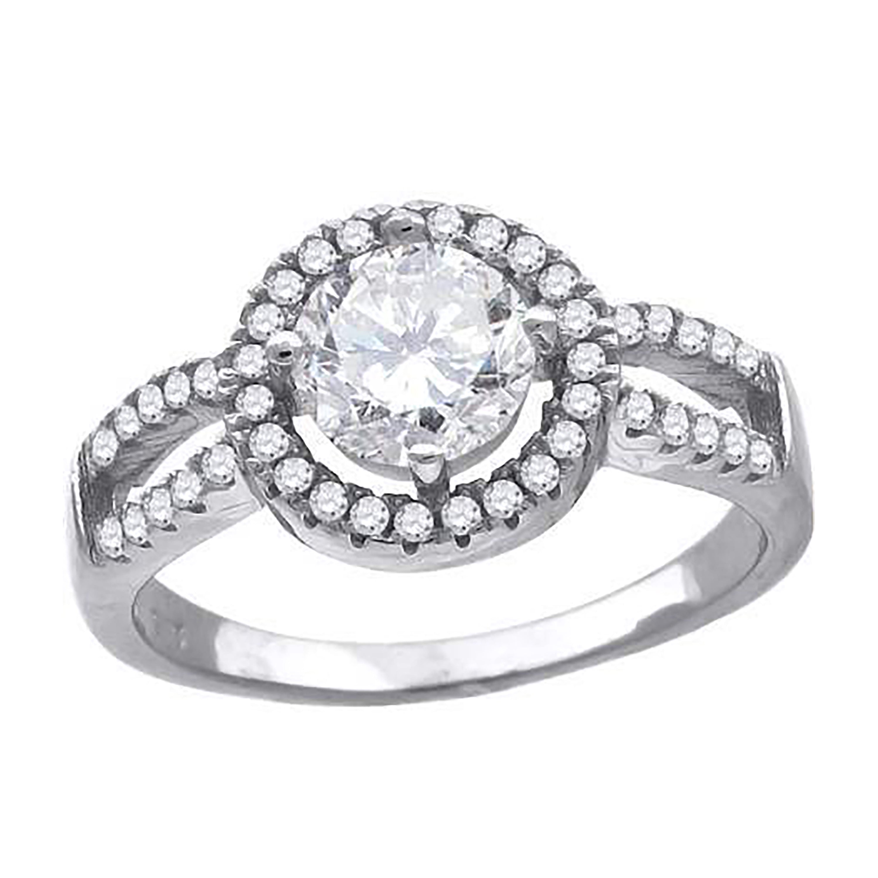 925 Sterling Silver Womens Cubic Zirconia Fancy Ring Size 9 - SLV-60946