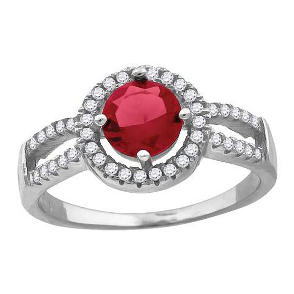 925 Sterling Silver Womens Red Cubic Zirconia Fancy Ring Size 7 - SLV-60964