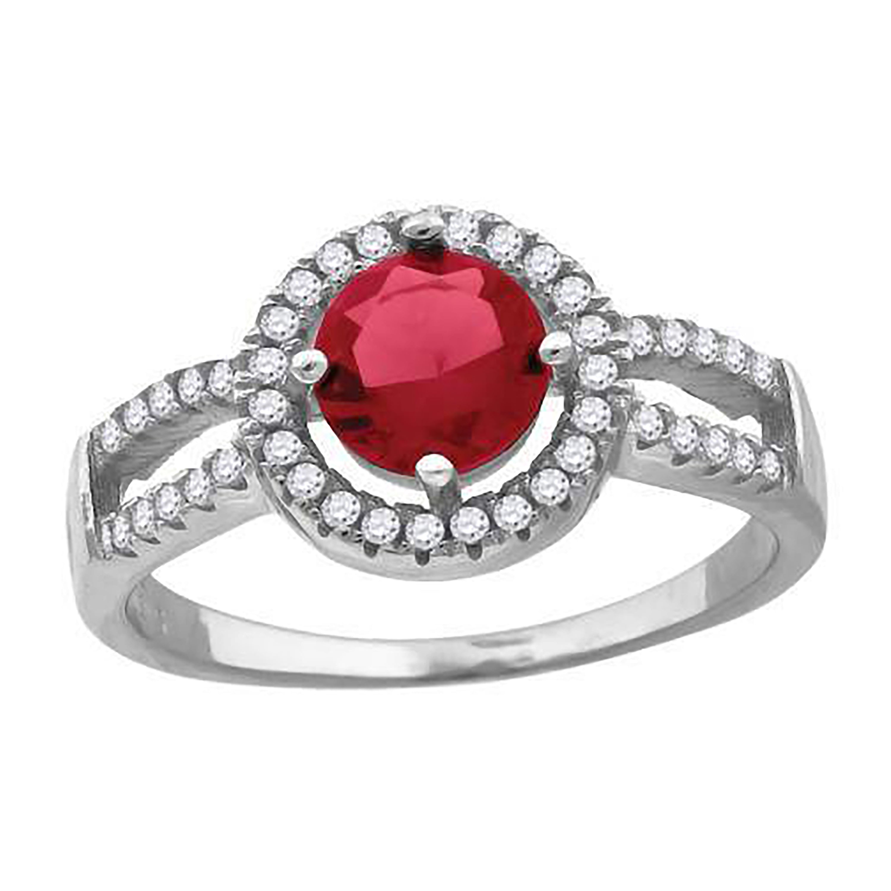 925 Sterling Silver Womens Red Cubic Zirconia Fancy Ring Size 8 - SLV-60965
