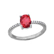 925 Sterling Silver Womens White Red Oval Cubic Zirconia Ring Size 9