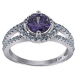 925 Sterling Silver Womens White Purple Cubic Zirconia Ring Size 9
