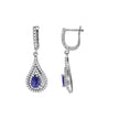 925 Sterling Silver Womens Blue Cubic Zirconia Tear Drop Dangle Earrings