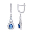 925 Sterling Silver Womens Royal Blue Cubic Zirconia Tear Drop Dangle Earrings