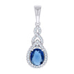 925 Sterling Silver Womens Blue White Cubic-Zirconia Tear Drop Charm Pendant