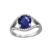 925 Sterling Silver Womens Royal Blue Round Cubic Zirconia Fancy Ring Size 6