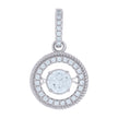 925 Sterling Silver Womens Sparkling Shaking Cubic Zirconia In Center Of Round Pendant Charm