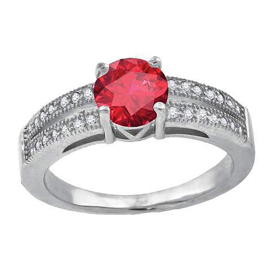925 Sterling Silver Womens Red Cubic Zirconia Fancy Ring Size 6