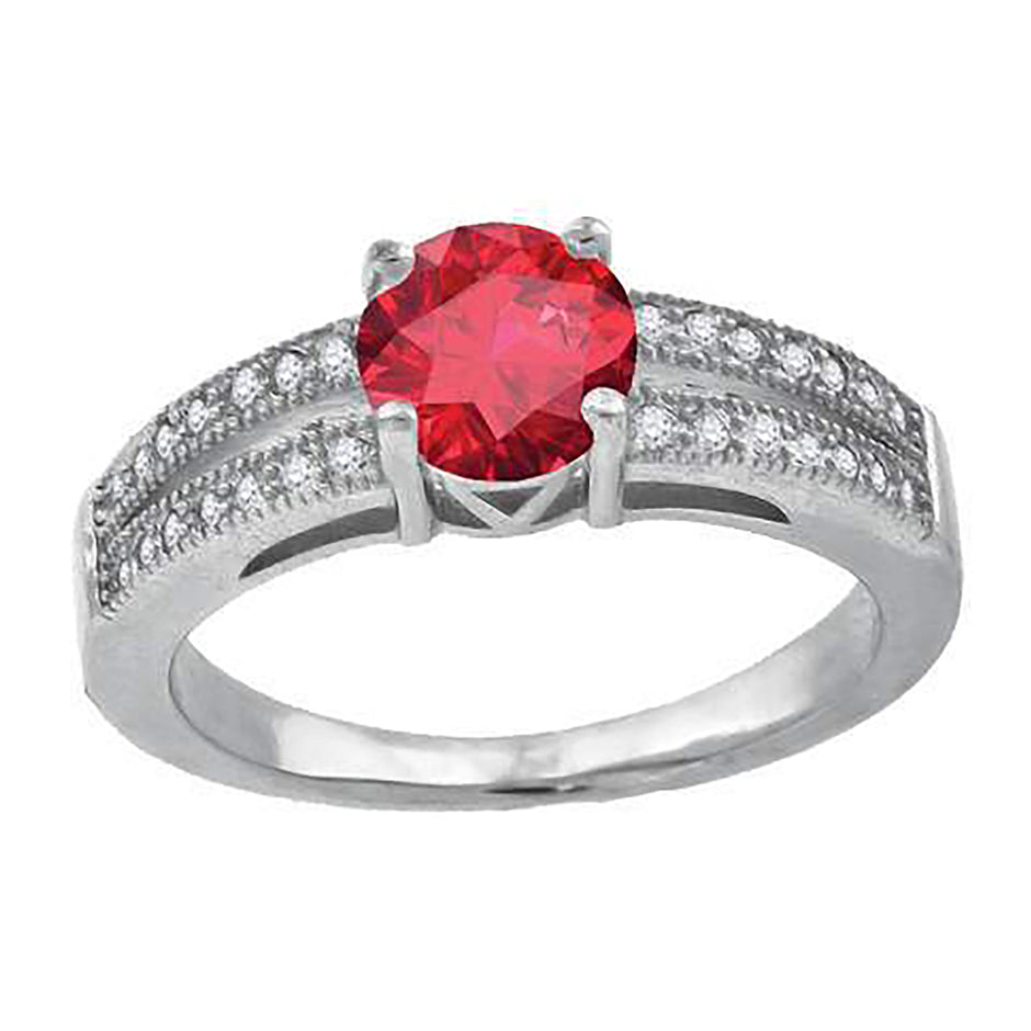 925 Sterling Silver Womens Red Cubic Zirconia Fancy Ring Size 8 - SLV-61196