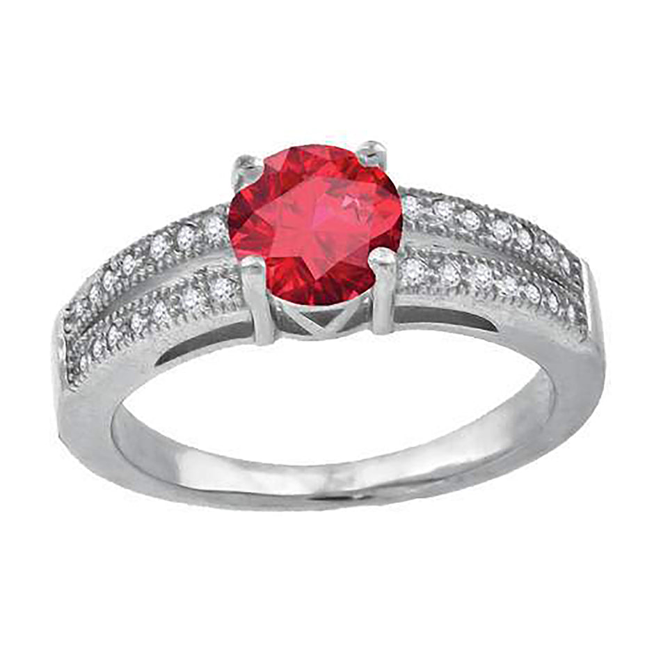 925 Sterling Silver Womens Red Cubic Zirconia Fancy Ring Size 9 - SLV-61197