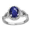 925 Sterling Silver Womens Royal Blue Oval Cubic Zirconia Fancy Ring Size 8 - SLV-61206