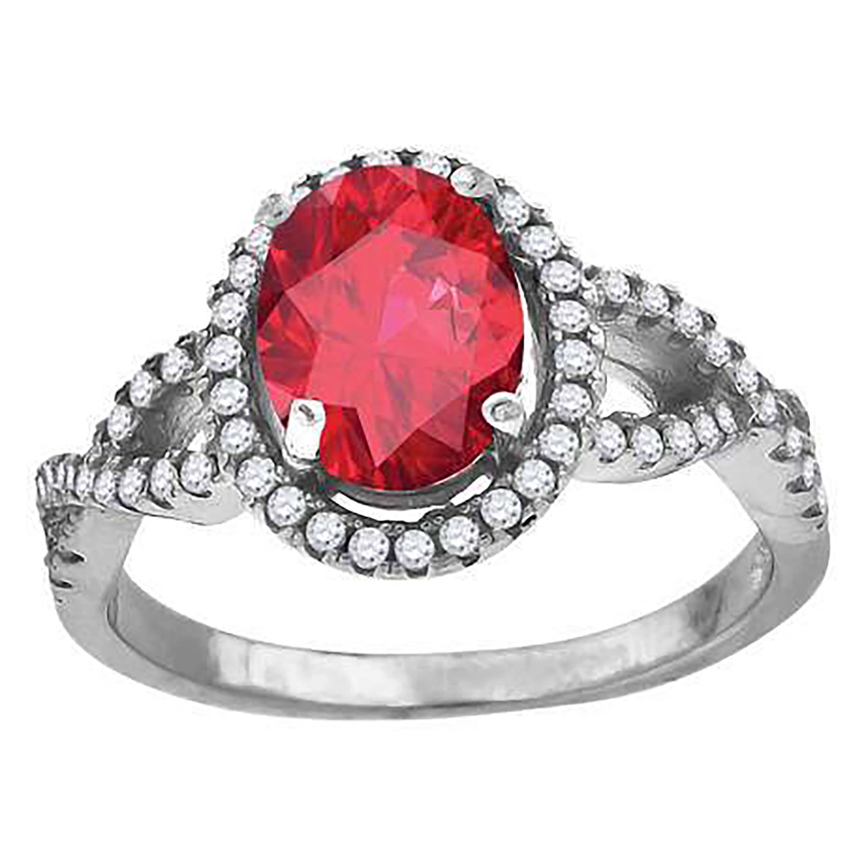925 Sterling Silver Womens Red Oval Cubic Zirconia Fancy Ring Size 6