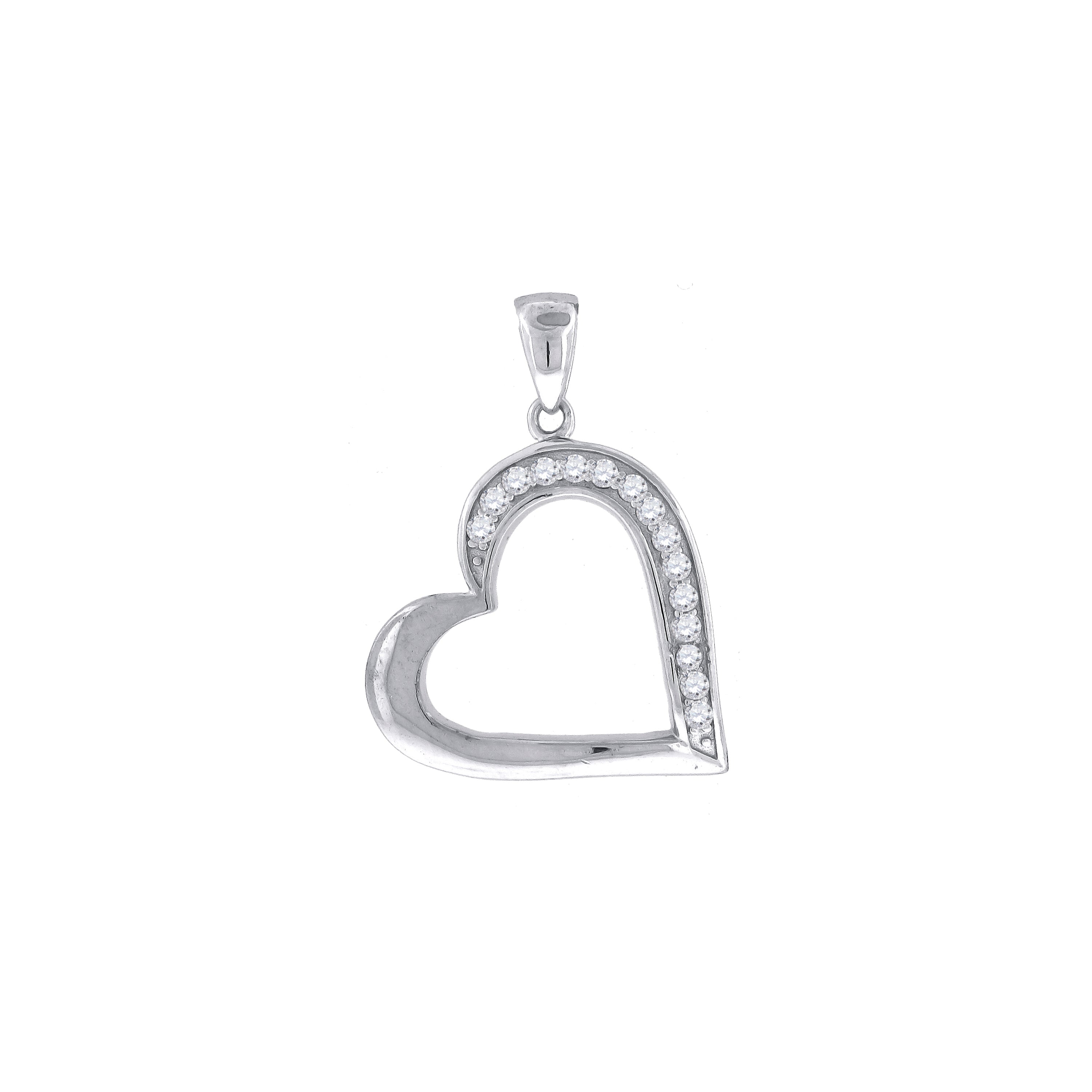 925 Sterling Silver Womens Cubic-Zirconia Heart Charm Pendant