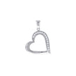 925 Sterling Silver Womens Cubic-Zirconia Heart Charm Pendant