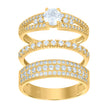 10kt Two-Tone Gold Womens Round Cubic Zirconia Trio Ring Set