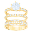 10kt Two-Tone Gold Womens Round Cubic Zirconia Halo Trio Ring Set