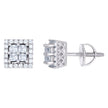 925 Sterling Silver Unisex Princess-Cut Cubic-Zirconia Square Fashion Stud Earrings