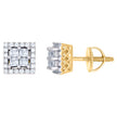 925 Sterling Silver Yellow-tone Unisex Princess-Cut Cubic-Zirconia Square Fashion Stud Earrings