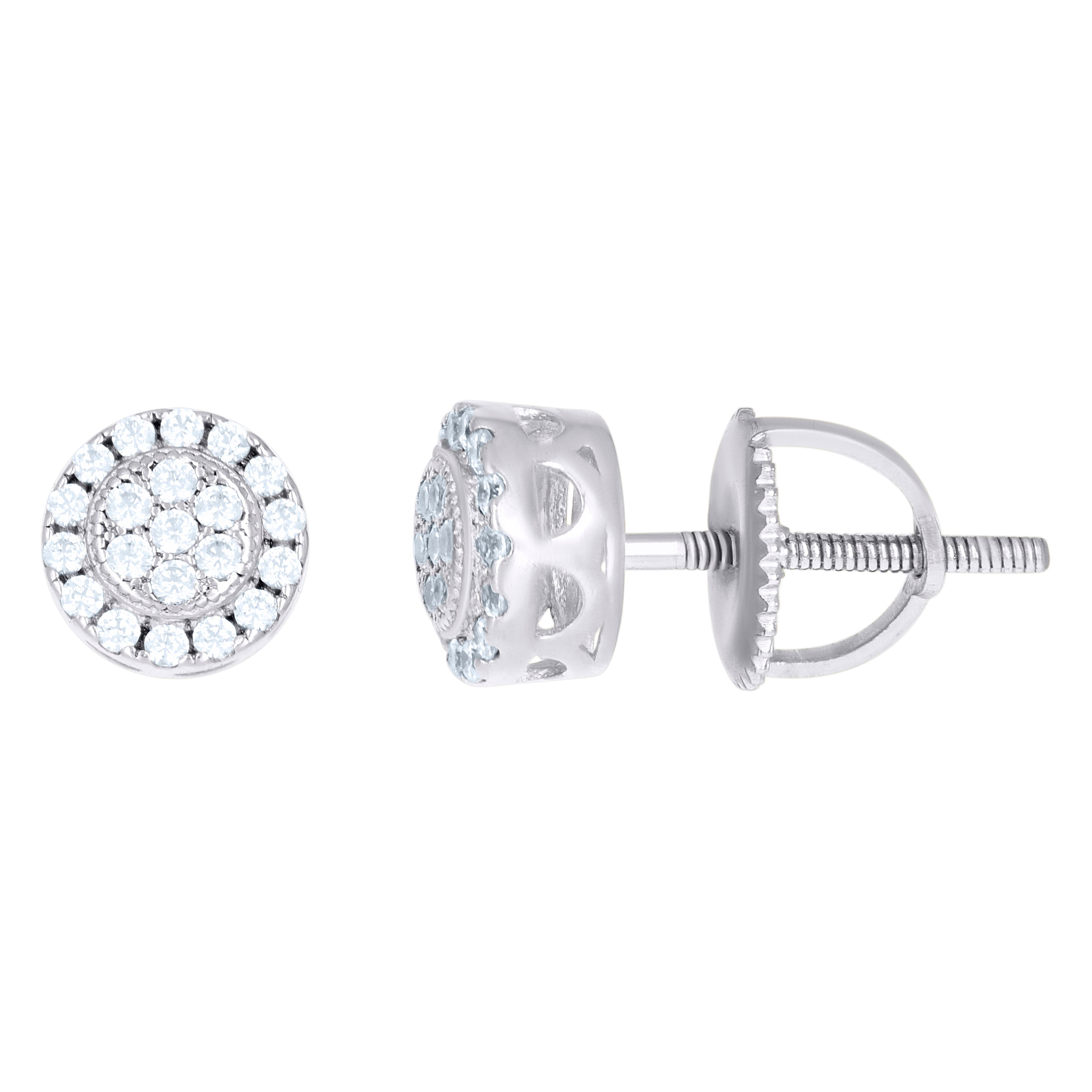 925 Sterling Silver Unisex Round Cubic Zirconia Stud Flower Fashion Earrings
