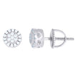 925 Sterling Silver Unisex Round Cubic Zirconia Stud Flower Fashion Earrings