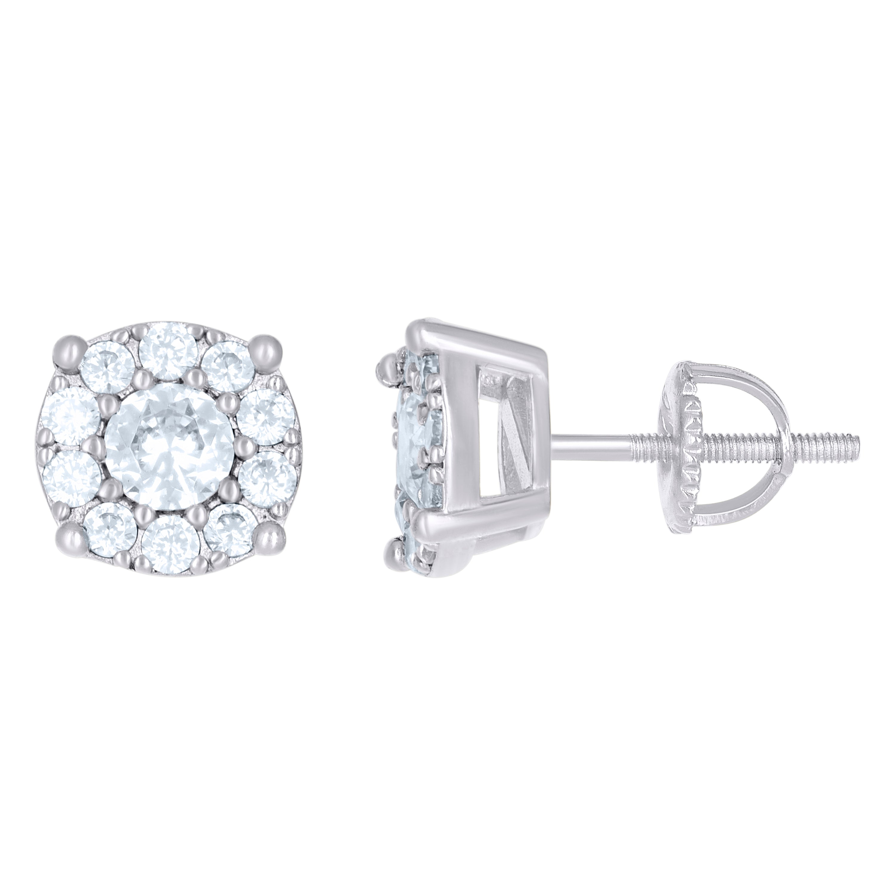925 Sterling Silver Unisex Cubic-Zirconia Fashion Stud Earrings