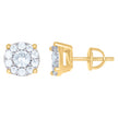 925 Sterling Silver Mens Yellow-Tone Cubic Zirconia Round Stud Earrings