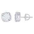 925 Sterling Silver Unisex Round Cubic Zirconia Stud Flower Cluster Fashion Earrings