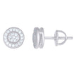 925 Sterling Silver Unisex Round Cubic Zirconia Stud Flower Cluster Fashion Earrings