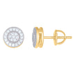 Yellow-Tone 925 Sterling Silver Unisex Cubic-Zirconia Round Stud Cluster Fashion Earrings