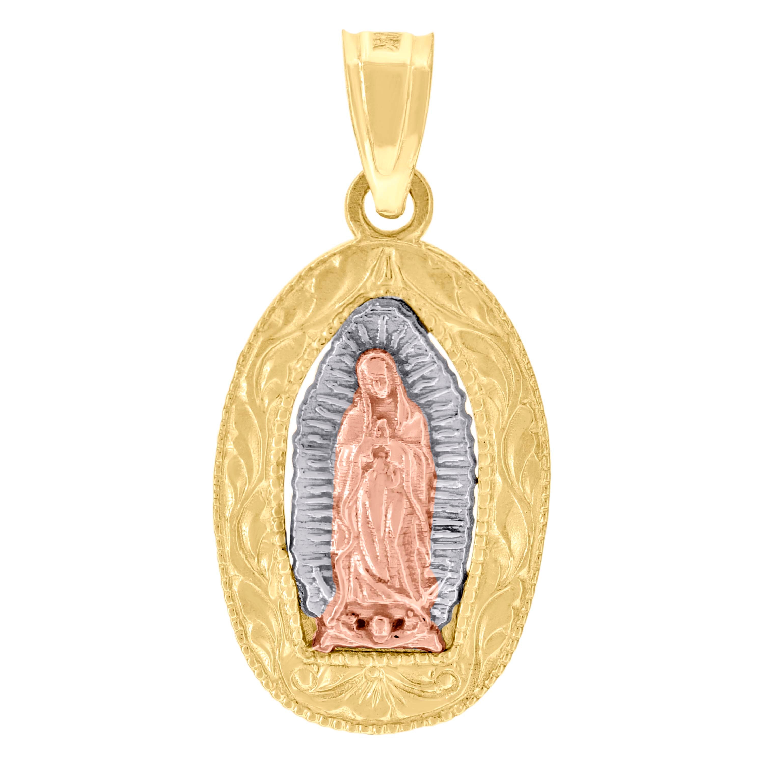 10kt Gold Tri-Color Womens Guadalupe Mary Religious Charm Pendant