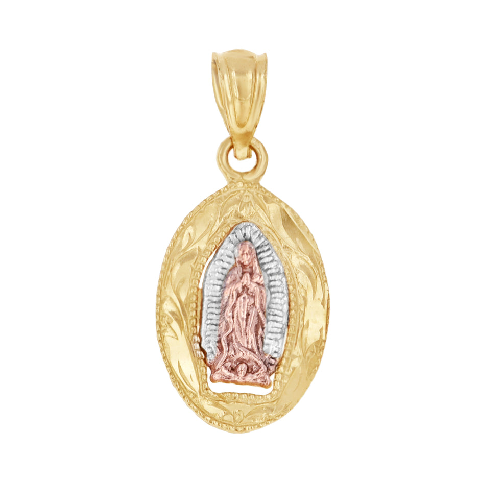 10kt Gold Tri-Color Womens Guadalupe Mary Religious Charm Pendant