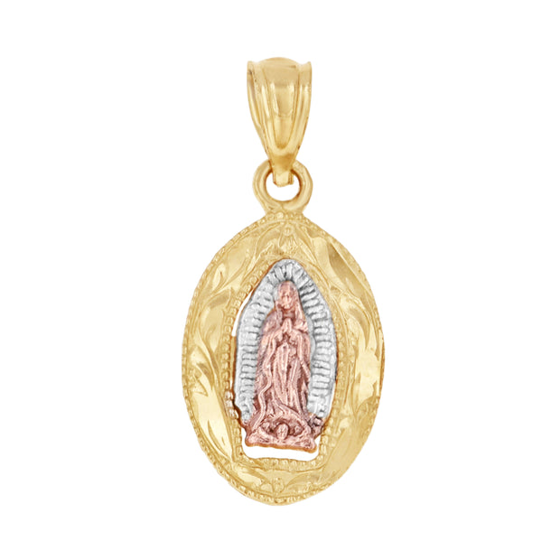 10kt Gold Tri-Color Womens Guadalupe Mary Religious Charm Pendant